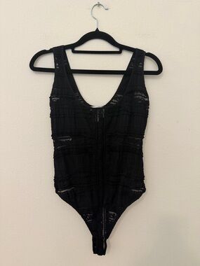 Cinq a Sept Maude Black Lace Bodysuit Size S Sheer Romantic Date Night Thong